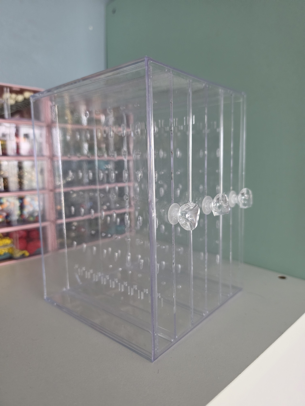 Clear Acrylic Jewelry Earring Organizer Cabinet - Transparent